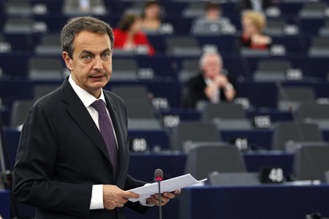 Zapatero, en su intervencin ante la Eurocmara. | Reuters