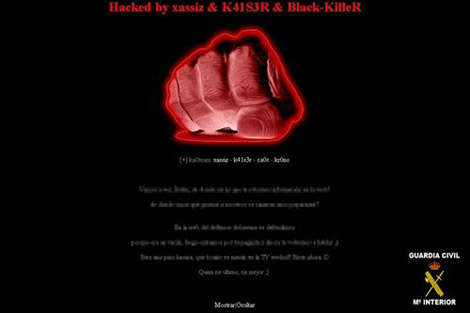 Captura de una de las pginas de los 'hackers'. | Guardia Civil