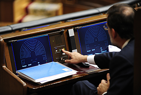 Mariano Rajoy, en un momento de la votacin de las resoluciones. | Bernardo Daz