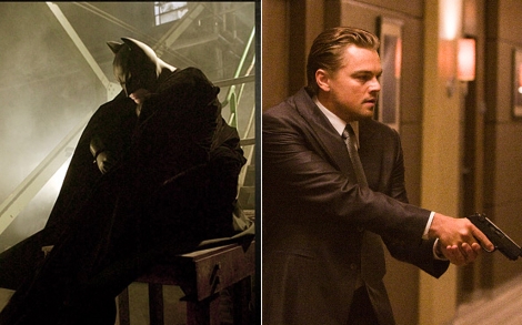 El Batman de Nolan y Di Caprio en un fotograma de 'Origen'.