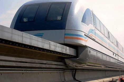 Imagen del maglev en servicio en Shanghai. | Magnetbahnforum.de