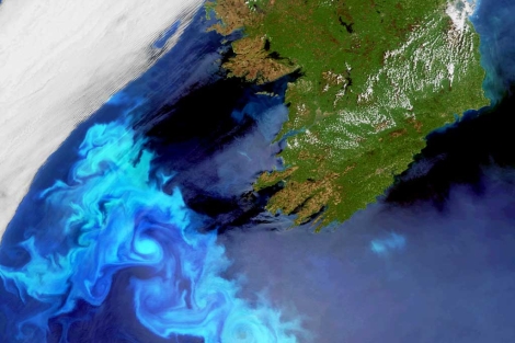 El azul elctrico, el plancton captado desde el satlite 'Envisat'.|ESA