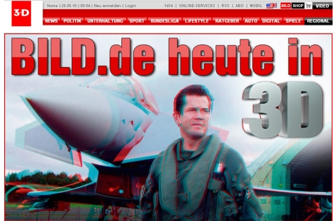 Imagen en 3D de la página web del diario alemán 'Bild'.