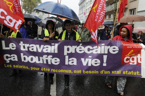 Manifestantes en contra de la reforma en Lyon. | Afp