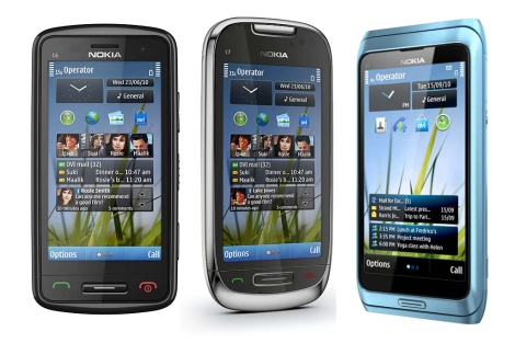 Los modelos nuevos C7, C6 y E7 de Nokia.