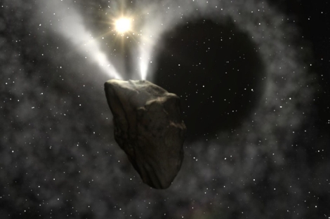 Recreacin artstica de un estallido del cometa '29P/Schwassmann-Wachmann 1'. | CSIC