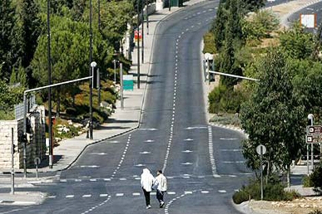Imagen de una carretera israel durante la celebracin del Yom Kipur el ao pasado.