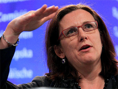 La comisaria Cecilia Malmström, durante la rueda de prensa. |Efe