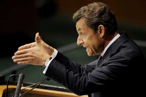 Nicolás Sarkozy en un momento de su intervención. | Efe