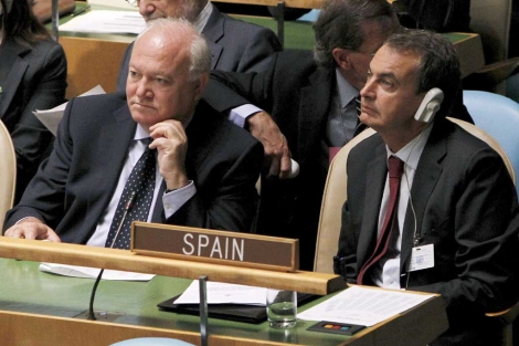 Zapatero y Moratinos en la cumbre de la ONU. | Efe