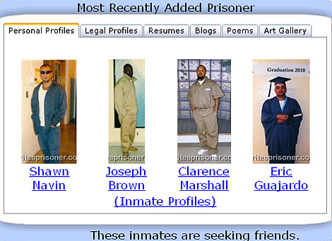 Algunos de los perfiles de presos que se pueden encontrar en la web.
