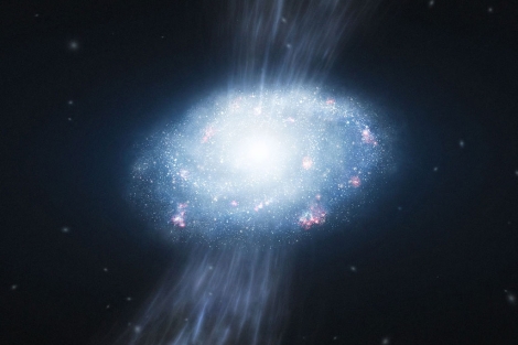 Recreacin artstica de una galaxia absorbiendo gas de su alrededor. | ESO