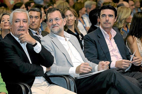 Arenas, Rajoy y Soria, en la Interparlamentaria del PP en Canarias. | Efe