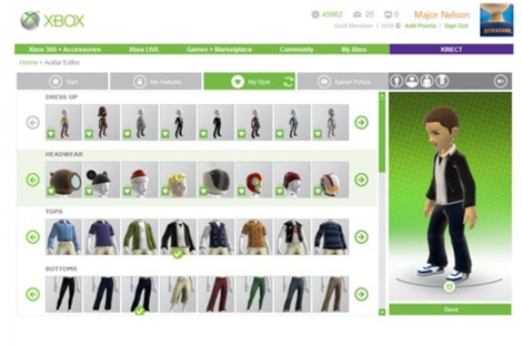 El editor de avatares de Xbox.com