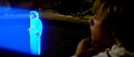 La princesa Leia se materializa en el film 'La guerra de las galaxias' (1977). | E.M