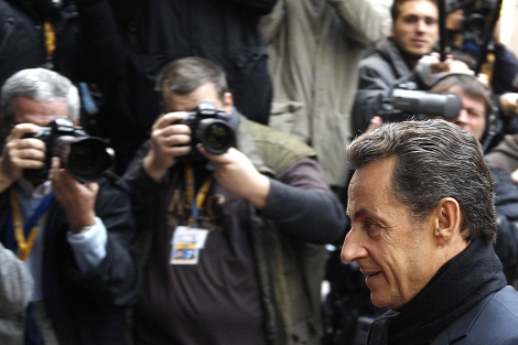 Nicolas Sarkozy, ante la prensa en Bruselas, la semana pasada. | Reuters