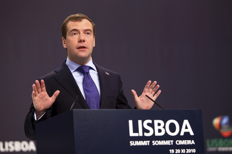 Dmitry Medvedev, en una rueda de prensa. | Efe