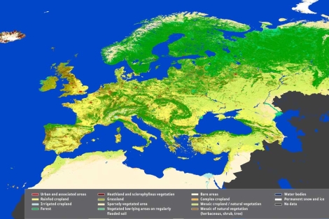 Mapa va satlite del suelo europeo.|ESA