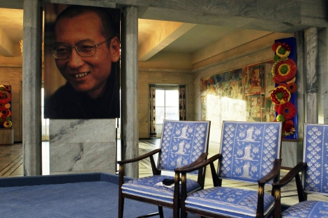 La silla vacía de Liu Xiaobo en el Ayuntamiento de Oslo. | Afp