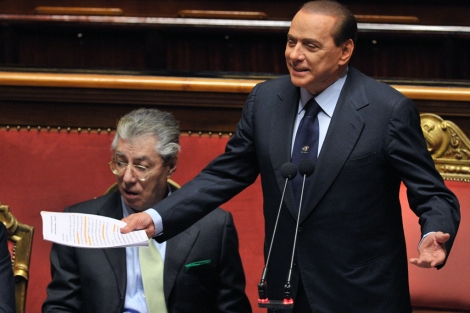 Silvio Berlusconi en un momento de su intervencin en el Senado. | Afp