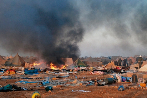 Desmantelamiento del campamento saharaui. | Afp