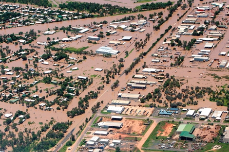 Vista aérea de las inundaciones en Emerald, Queensland (Australia). | Efe