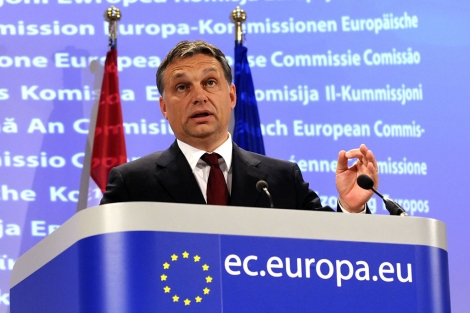 El primer ministro de Hungra, Viktor Orban, en rueda de prensa. | AFP