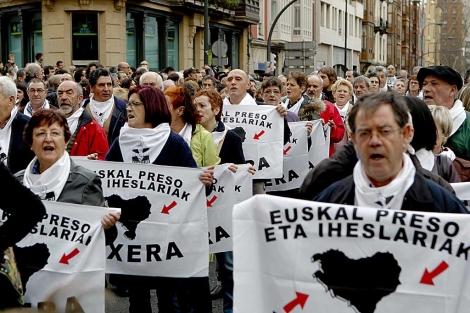 Un momento de la manifestacin celebrada el sbado en Bilbao. | Foto: Justy Garca