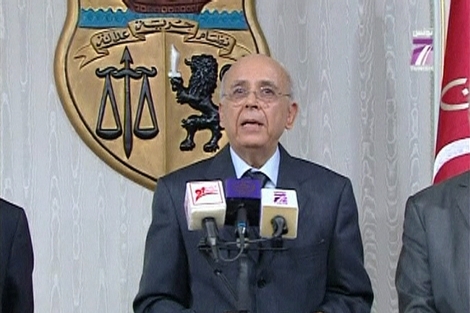 El primer ministro Ghannouchi durante su declaracin.