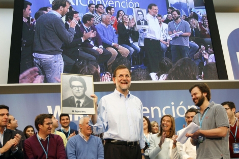 Rajoy en uno de los actos de la convencin sevillana. |