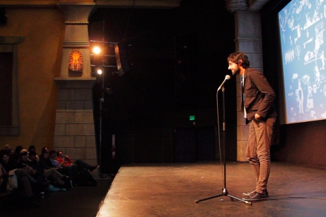 Chema Garca durante la presentacin de su 'corto' en Sundance. | E. M.