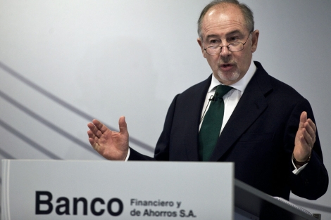 El presidente de Caja Madrid, Rodrigo Rato, en la presentacin de resultados. | R. Crdenas