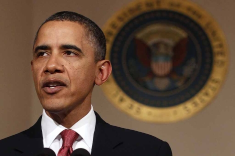 El presidente, durante su intervencin en la Casa Blanca. | AP