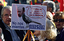 Una pancarta contra Rubalcaba.