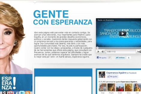 'Gente con Esperanza', la nueva web de Aguirre.