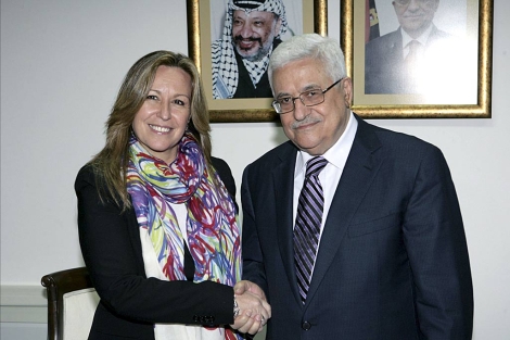 Jimnez y Abu Mazen, en su entrevista en Ramala. | Efe