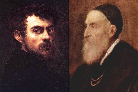 Autorretratos de Tintoretto y Tiziano.