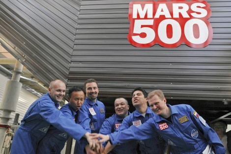 Los participantes de Mars 500 en una imagen de archivo.