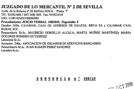 Extracto de la sentencia del Juzgado nº 2 de Sevilla.