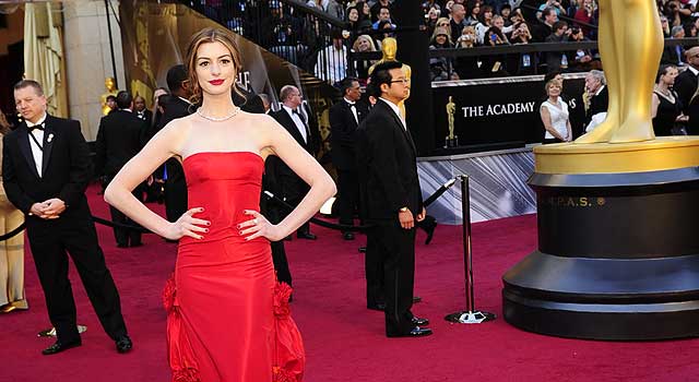 Anne Hathaway, en la alfombra roja. | Afp