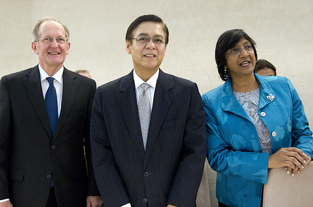 Dirigentes de la ONU minutos antes de la sesin del Consejo de Derechos humanos d ela ONU. | Efe