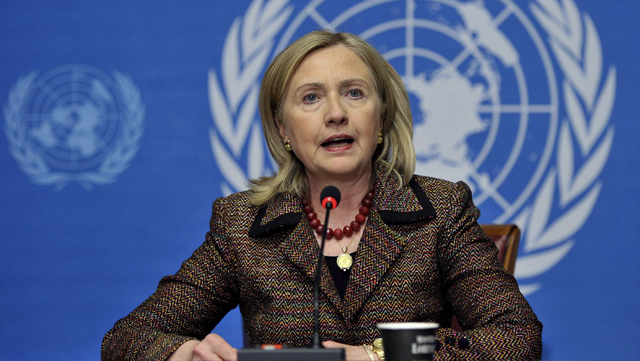 Clinton, durante su intervencin en Ginebra. | Efe