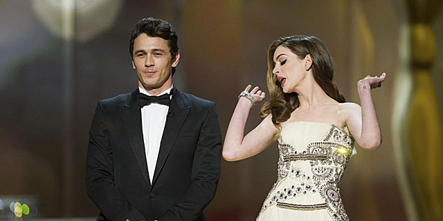 James Franco y Anne Hathaway durante un momento de la gala del pasado domingo.