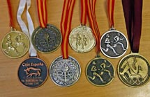 Medallas de sus xitos deportivos.