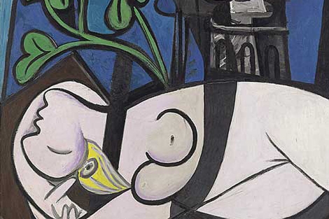 Detalle de la obra 'Desnudo, Hojas verdes y Busto', de Picasso. | Efe