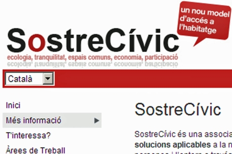 Portal de SostreCivic con el eslogan 'Un nuevo modelo de acceder a la vivienda'.
