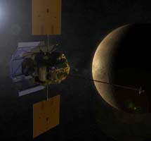 Recreación de la sonda Messenger. | NASA/JHUAPL/CIW