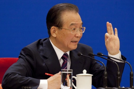 El primer ministro chino, Wen Jiabao, en el Gran Palacio del Pueblo de Pekn (China). | Efe