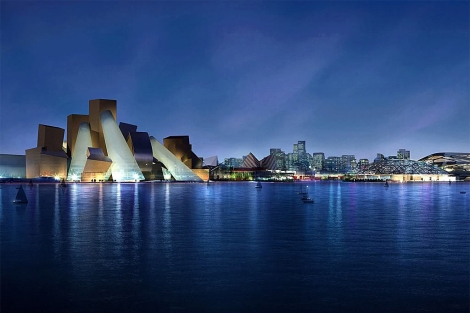 Un recreación del proyecto de Gehry para Abu Dhabi.