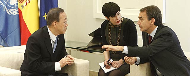 Zapatero conversa con ecretario general de la ONU en Moncloa. | scar Monzn